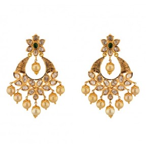 Emerald Gold Pearl Earrings at jpearls