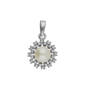 silver sizzling white pearl pendant