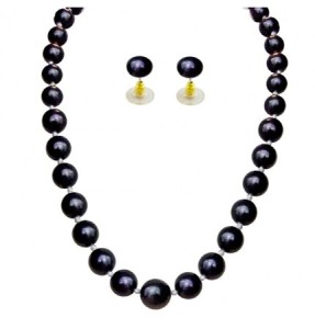 black single line necklace set